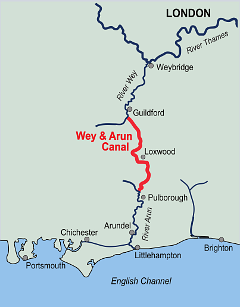 map: canal route london to the coast
